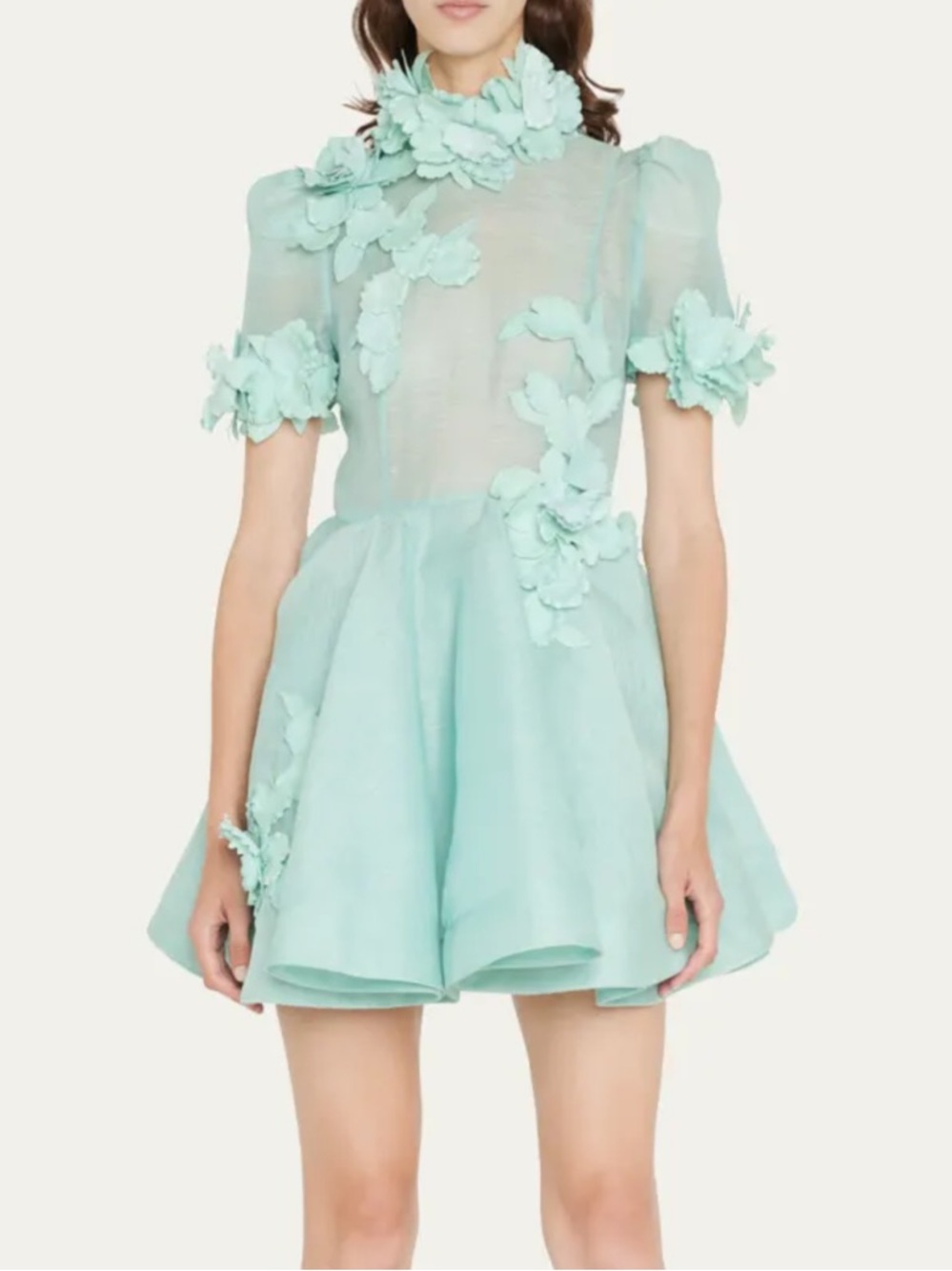 Zimmerman Mint Floral Appliqué Mini Dress - Women